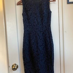 Prada Navy Lace Midi Dress